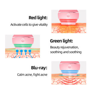 Instrumento de limpieza facial eléctrico ultrasónico 3 en 1 Cepillo de limpieza facial de silicona sónica - Product Image 3