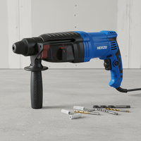 Marteau perforateur rotatif 850W et perceuse à percussion 26mm SDS Plus filaire 230V avec 5 forets et jeu de ciseaux, prise VDE, vitesse variable OEM