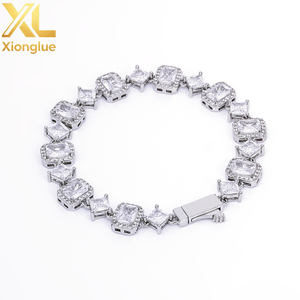 High Quality <b>Copper</b> Alloy Hip Hop Iced Unisex Engagement Wedding Gift <b>Bangle</b> Emerald Cut Zircon Hop Baguette Diamond - Product Image 6