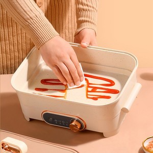 وعاء ساخن مربع كبير السعة متعدد الوظائف غير لاصق بدرجة حرارة قابلة للتعديل وعاء طبخ مقلاة خبز - Product Image 2