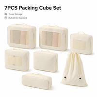 Logo personnalisé, 7 pièces, cubes de rangement imperméables, organisateur de voyage, grande capacité, étuis de rangement pour bagages, nylon, valise
