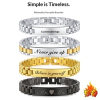 Bracelet pour homme en acier inoxydable avec gravure personnalisée, bijoux de mode pour homme, bracelet à breloques