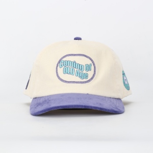 Casquette de baseball personnalisable à cinq panneaux en sergé et velours côtelé, non structurée, style Dad Hat, visière courbée, broderie bicolore, réglable, prix de gros - Product Image 1