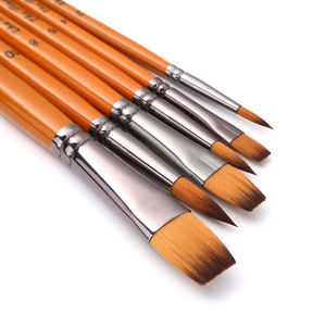 Lot de 6 pinceaux professionnels pour artistes, à pointe plate et angulaire, pour peinture acrylique, huile, <span class=keywords><strong>aquarelle</strong></span>, gouache, poils en nylon - Product Image 6