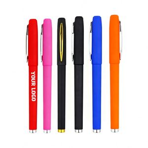 <b>Cheap</b> Rubber Coted Custom Black and Gold Promotional Cozy Soft Touch Gel <b>Pen</b> With Logo - Product Image 1