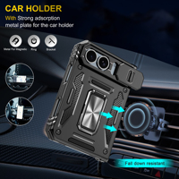 Coque de téléphone Armor avec béquille rotative à 360°, protection magnétique coulissante pour objectif d'appareil photo et support pour iPhone Fold 18 DUO, compatible avec support de voiture
