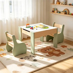 Juego de Mesa y Silla Convertible 3 en 1 para Niños, Mesa de Actividades Multifuncional con Cajón de Almacenamiento - Product Image 2