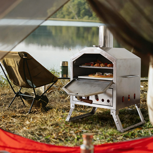 Forno per Pizza Italiano da Esterno in Acciaio Inox, Design Moderno, a Carbone/Legna, Portatile per Grigliare e Cuocere - Product Image 4