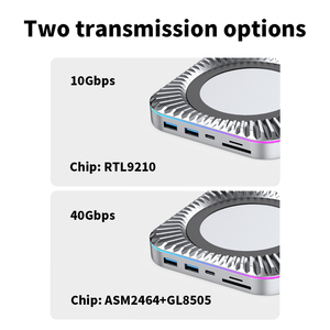 Soporte de aluminio Dual 10Gbps NVMe SSD 4K 240Hz PD100W <span class=keywords><strong>Tipo</strong></span> C Estación de acoplamiento de audio Recinto de disco <span class=keywords><strong>duro</strong></span> Concentrador de disco <span class=keywords><strong>duro</strong></span> para Mac Mini M4 - Product Image 6