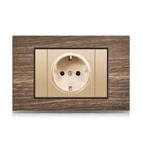 Interrupteur mural allemand moderne de haute qualité, durable, avec panneau tactile en aluminium, finition bois, norme européenne 118x72mm, IP20, 16A, 250V, 2 pôles