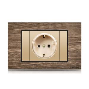 Panel de madera de alta calidad con acabado de veta de madera, estándar europeo 118, interruptor de pared y enchufe alemán. - Product Image 2