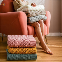 Losange Motif Tricot 100% Acrylique Diamant Trou Crochet Tricoté Jeter Couverture Roi Pour Ménage Chaise Décoratif Les