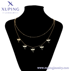 T000677158 Xuping đồ trang sức thời trang sống động đáng yêu món quà đôi chuỗi năm phẳng chuồn chuồn thép không gỉ 14k vàng màu Vòng cổ - Product Image 6