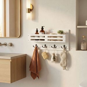 Wall-Mounted <b>Key</b> Holder With Mail Rack 2 Tier Rectangle Entryway Organizer For Living Room Wall Storage - Product Image 2