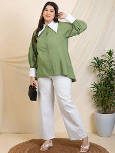 เสื้อเชิ้ตผ้าป๊อปลินเนื้อแน่นสำหรับผู้หญิงไซส์ใหญ่ คอปกพับ แขนยาว ลายดอกไม้ แต่งผ้าแบบแพทช์เวิร์ค เหมาะสำหรับงานปาร์ตี้ สไตล์ตะวันตก ลำลอง - Product Image 6