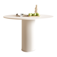 Table à manger ronde style crème, petite unité domestique, ensemble table et chaises en roche, ensemble table et chaises moderne et minimaliste