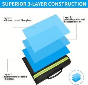 Sac de rangement multifonctionnel grande capacité en fibre de verre et silicone ignifuge, étanche, pour documents et argent, type coffre-fort portefeuille - Product Image 2