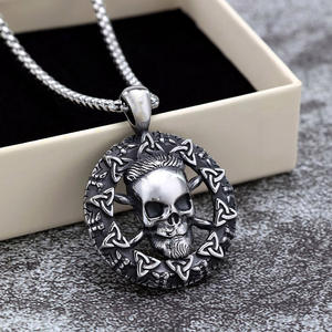 Colgante de Calavera Nórdico Retro de Acero Inoxidable con Diseño de Nudo Celta, Amuleto para Hombre, Regalo, Joyería, Accesorio de Moda - Product Image 1