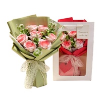 Buket Bunga Sabun AIDA Factory, Manta Rose Gypsophila yang Dicat Semprot, Buatan Tangan, Wangi Tahan Lama, untuk Wisuda