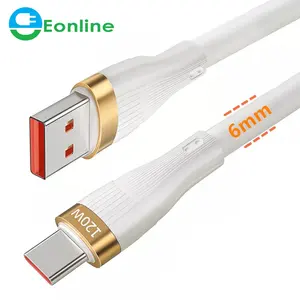 Eonline 120W Extra Thick 6A USB Type C Cable For Huawei P30 P40 Pro Xiaomi POCO 66W Fast Charging Wire USB-C Charger Data Cord