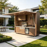 Meuble de cuisine extérieur écologique et facile à nettoyer avec robinet, évier et double porte pour station de cuisson de patio – Fournisseur