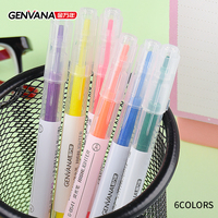 Surligneurs Genvana en gros, 6 couleurs, double pointe, encre fluorescente, marqueurs multicolores