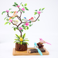 Oiseaux artificiels en plastique couleur naturelle pour la décoration de jardin, oiseaux verts artisanaux