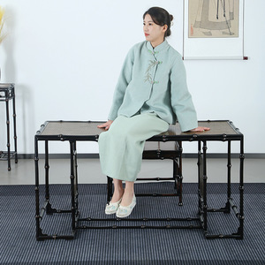 Chinese <b>Bamboo</b> Tea Table Set Ming Song Style Handmade Living Room Furniture Square Table With Chairs Antique Design - Product Image 2