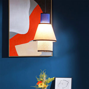 Lustre en rotin Salon Simple Moderne Créatif Personnalité <span class=keywords><strong>Tissu</strong></span> Hôtel Japonais Restaurant Pendentif Lumière - Product Image 6
