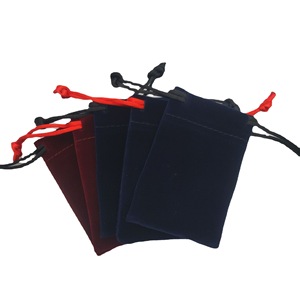 Bolsas de terciopelo rojo con cordón y doble cierre, bolsa para accesorios para guardar joyas - Product Image 5