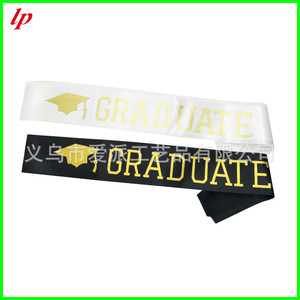 Écharpe de graduation en tissu sérigraphié doré, pour décoration de fête, ceinture d'étiquette à porter sur l'épaule - Product Image 3