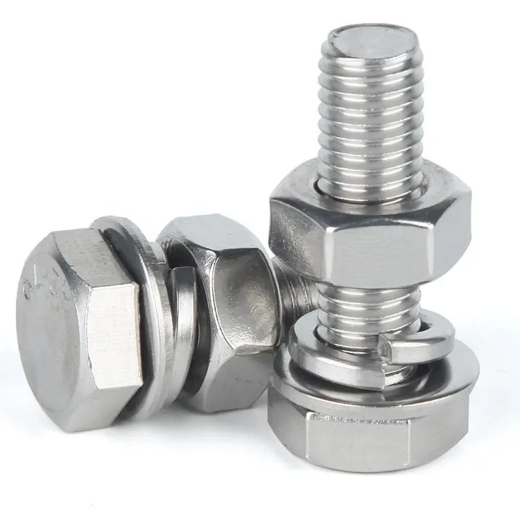 Bolt và Nuts sản xuất thép không gỉ Hex Bolt M3 M4 M5 M6 M7 M8 M10 mạ kẽm Hex Bolt với máy giặt