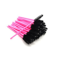 Brosse à cils rose brosse à cils en plastique baguettes de mascara 50 pièces/sac brosse à sourcils cosmétique