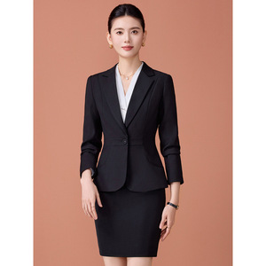 Women's Professional Work Suits Long Sleeve Polyester Gray Apricot Black For Medical Aesthetics Jewelry Hotel Front Desk - Product Image 2