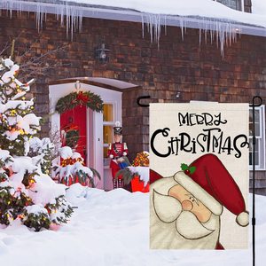 Drapeau de jardin personnalisé 12x18 pouces en toile de jute et polyester, bannière de Noël Père Noël pour extérieur, festival, maison, fête, vente en gros - Product Image 5