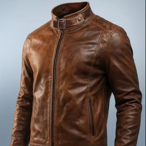 Premium Brown Leather <b>Jacket</b> for Men <b>Slim</b> <b>Fit</b> Biker <b>Jacket</b> Stylish Durable Motorcycle <b>Jacket</b> Casual Winter Wear - Product Image 1