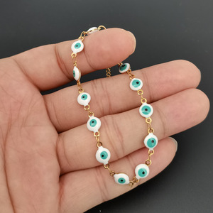 Pulsera de Acero Inoxidable Chapada en Oro de 18k al por Mayor para Mujer Hecha a Mano Estilo Bohemia Boho con Ojo Turco - Product Image 5