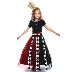 Hete Halloween Kinderfilmkostuums Meisjes Alice 'S Avonturen In Wonderland Het Rode Koningin-Kostuum