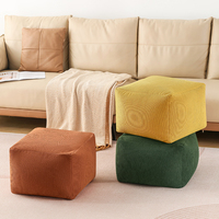 Pouf bas en velours côtelé côtelé, écologique, rembourré en EPP, repose-pieds de canapé, siège de rangement textile réutilisable pour salon familial