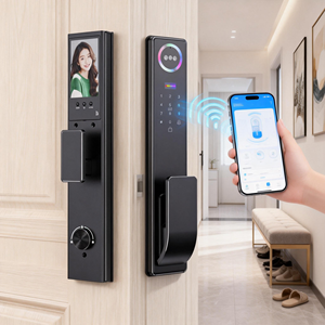 Meilleur rapport qualité-prix : Serrure de porte intelligente avec application Tuya, caméra WiFi, <span class=keywords><strong>reconnaissance</strong></span> d'empreintes digitales et faciale, commande <span class=keywords><strong>vocale</strong></span> IA pour portes métalliques/bois - Product Image 5