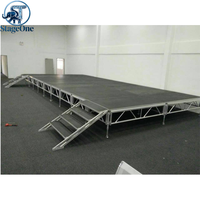 Scène portable en aluminium avec pieds réglables, revêtement antirouille, plateau antidérapant pour mariage en plein air, concert, performance