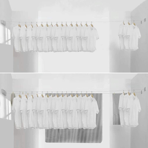 Séchoir à linge rétractable double en acier inoxydable, style américain, gain de place, pour buanderie, vente en gros - Product Image 5