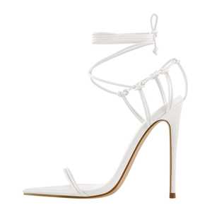 <span class=keywords><strong>Zapatos</strong></span> de Tacón Alto con <span class=keywords><strong>Cordones</strong></span> y Correa para Mujer, para Fiestas de Verano, Tallas Grandes 44 45 46, Tacones Finos, Sandalias Negras, Blancas, Verdes y Naranjas - Product Image 2