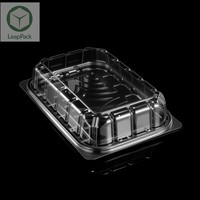 Boîte d'emballage pliable en PET transparent de qualité alimentaire pour pain, fruits, hamburgers - Marque Leap Pack avec impression en relief