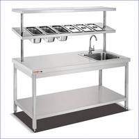 Gastronomie-Arbeitsstation für Hotels und Restaurants, Gewerbliche Qualität, 304 201 Edelstahl-Arbeitstisch mit Regal, 500kg/m Tragfähigkeit