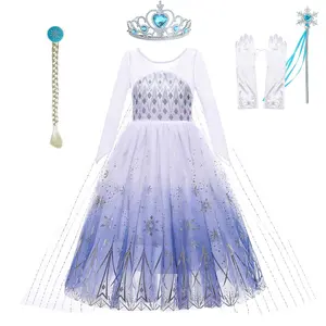 Ausgefallene weiße Prinzessin Kleid TV-Film Kinder Halloween Elza Kostüm Dress Up