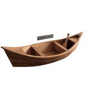 Barca a remi in legno massello di abete stile europeo, decorazione acquatica, piccola barca per parco, barca floreale per paesaggistica, accessorio scenico, barca a remi manuale con fibra di vetro - Product Image 1