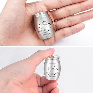 Petite urne funéraire en acier inoxydable pour cendres humaines, récipient commémoratif avec couvercle <span class=keywords><strong>à</strong></span> vis, gravable avec logo personnalisé - Product Image 4