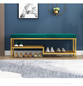 Banco zapatero tapizado de lujo ligero para <span class=keywords><strong>el</strong></span> hogar, mueble de entrada con cojín, banco para sentarse en la entrada. - Product Image 6
