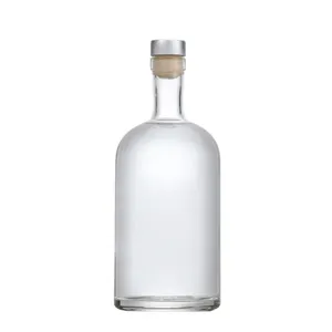 Botellas de licor de vidrio de base pesada 100mL 200ml 375ml 500ml 750ml 1000ml Botellas de vidrio de vodka para licor